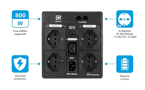 Vultech UPS1500VA-PRO - Gruppo Di Continuità 800W - immagine 2