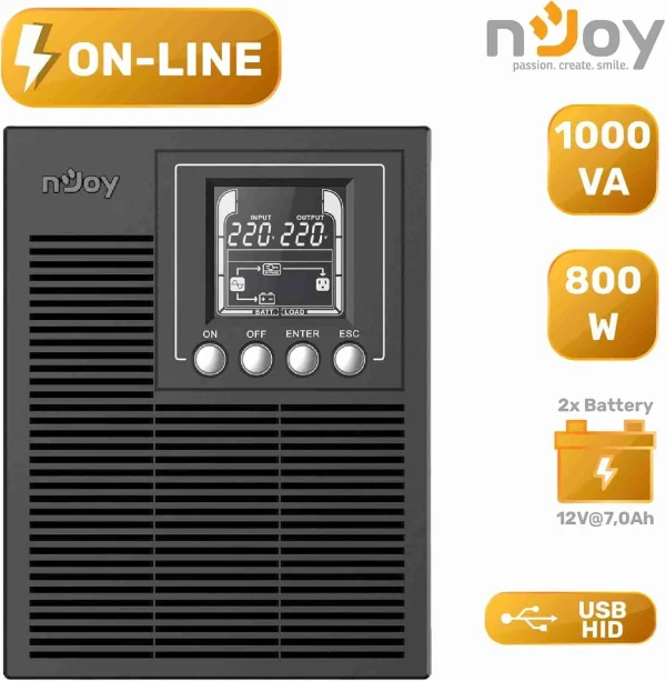 nJoy Echo Pro 1000VA UPS - Gruppo Di Continuità Online 800W - immagine 3