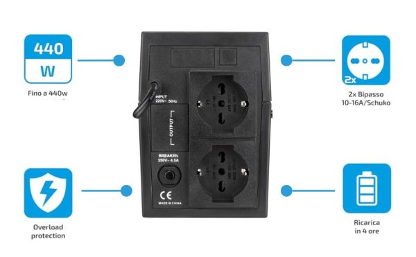 Vultech UPS800VA-LITE Gruppo Di Continuità 480W - immagine 2