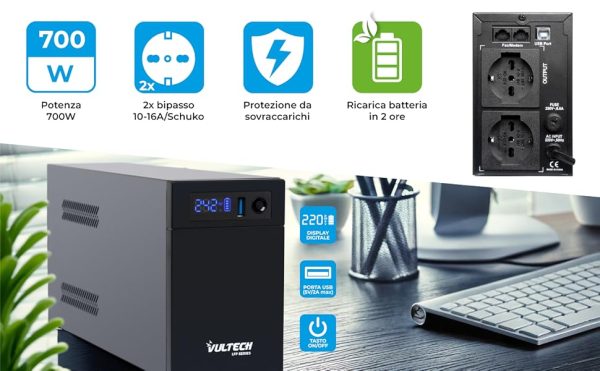 Vultech UPS1400VA-LFP - Gruppo di Continuità 700W Litio Ferro Fosfato - immagine 3