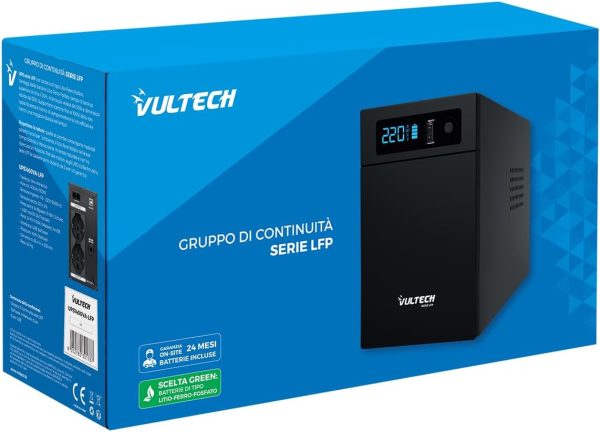 Vultech UPS1000VA-LFP Line Interactive LED - Gruppo di Continuità 530W - immagine 4
