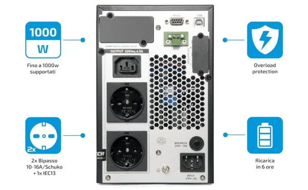 Vultech UPS Server 1000VA Rev 2.4 - Gruppo di Continuità 1000W - immagine 2